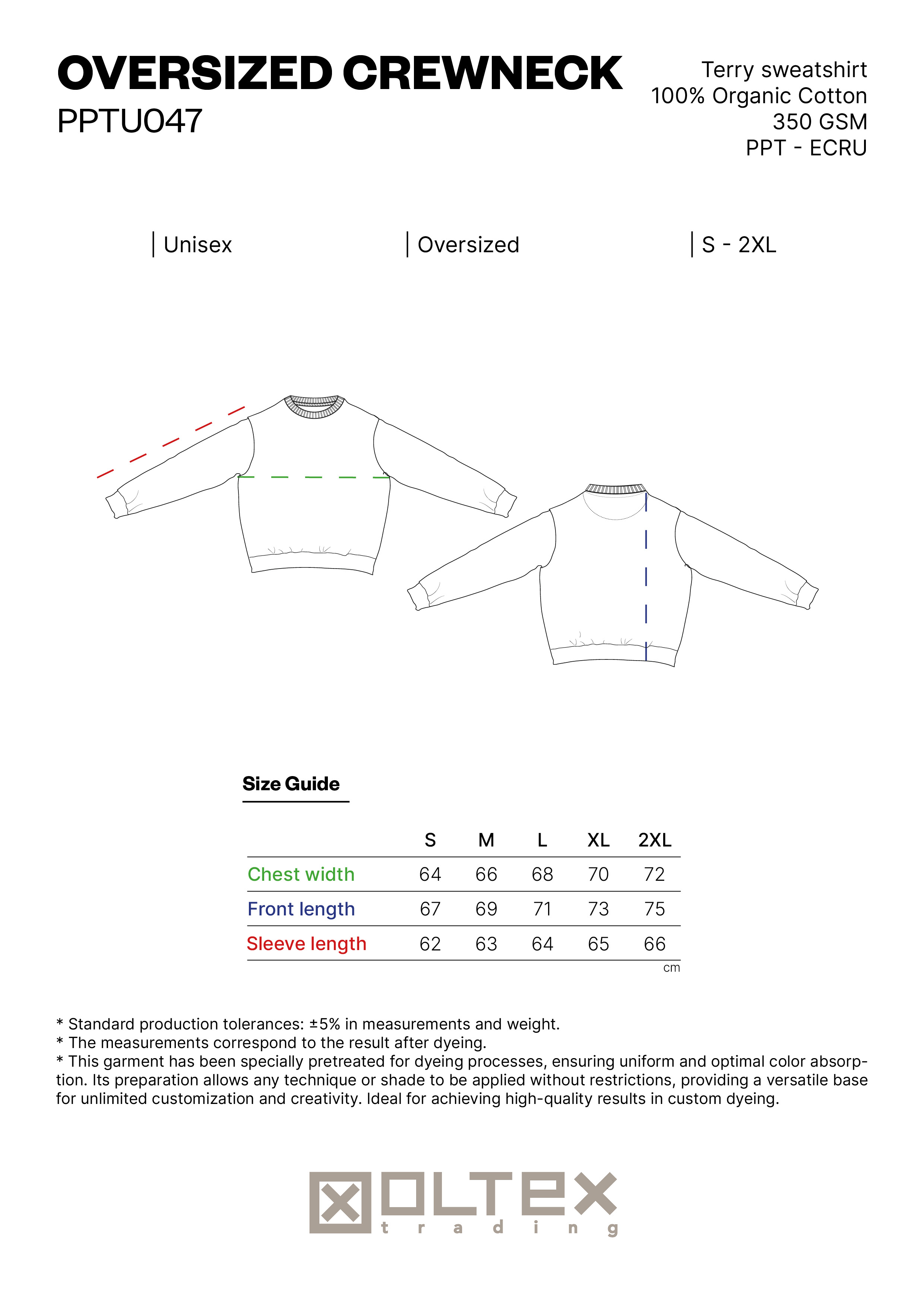 SIZE GUIDE OVERSIZED CREWNECK
