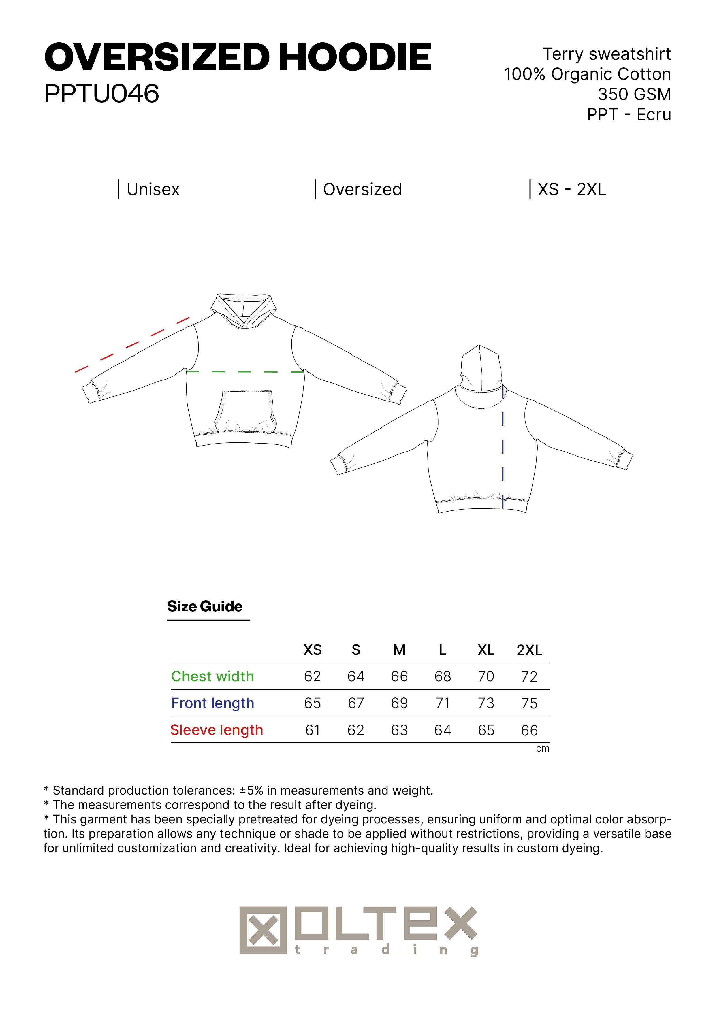 Oversized Hooded Sweatshirt SIZE GUIDE