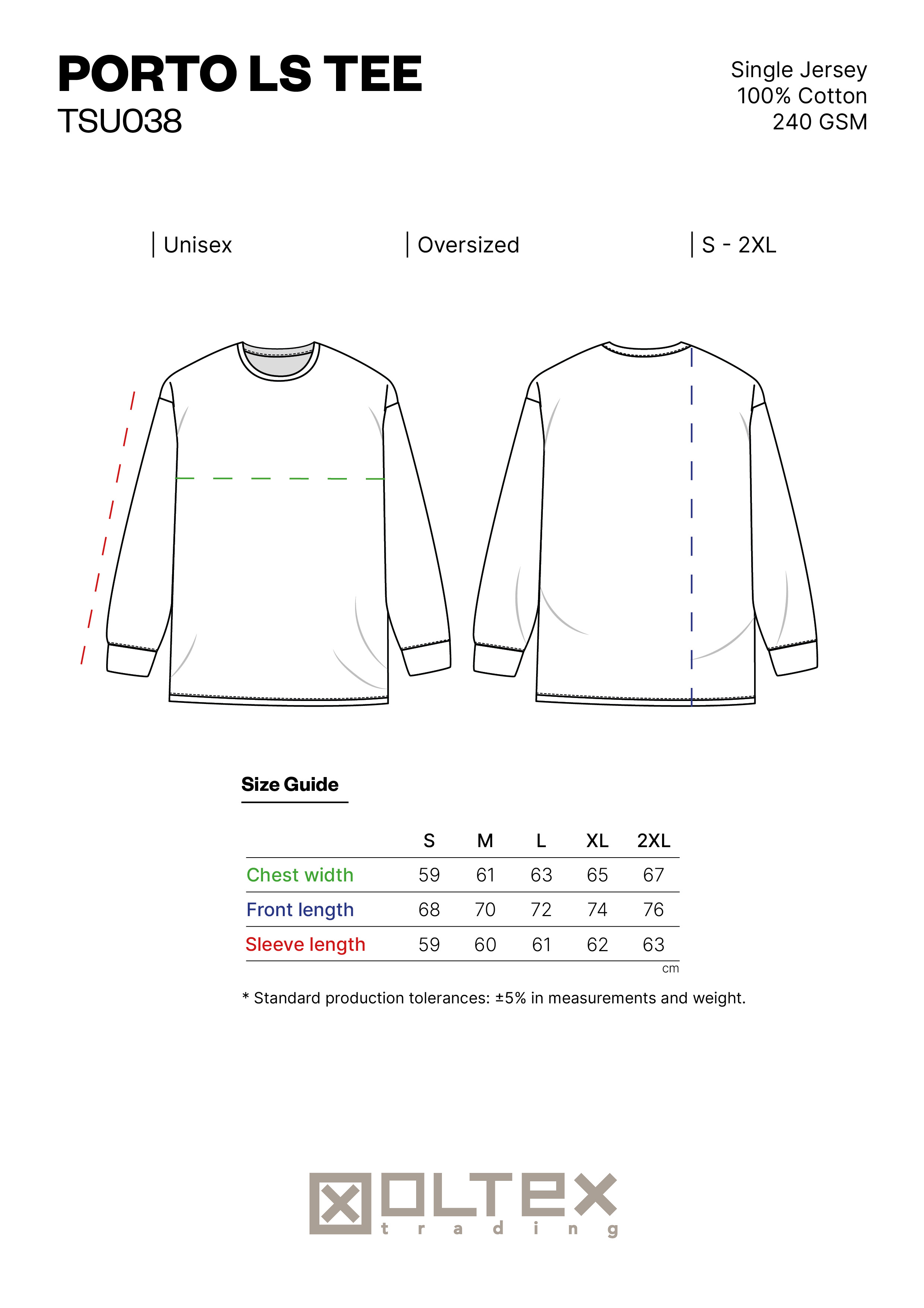 PORTO LS TEE SIZE GUIDE