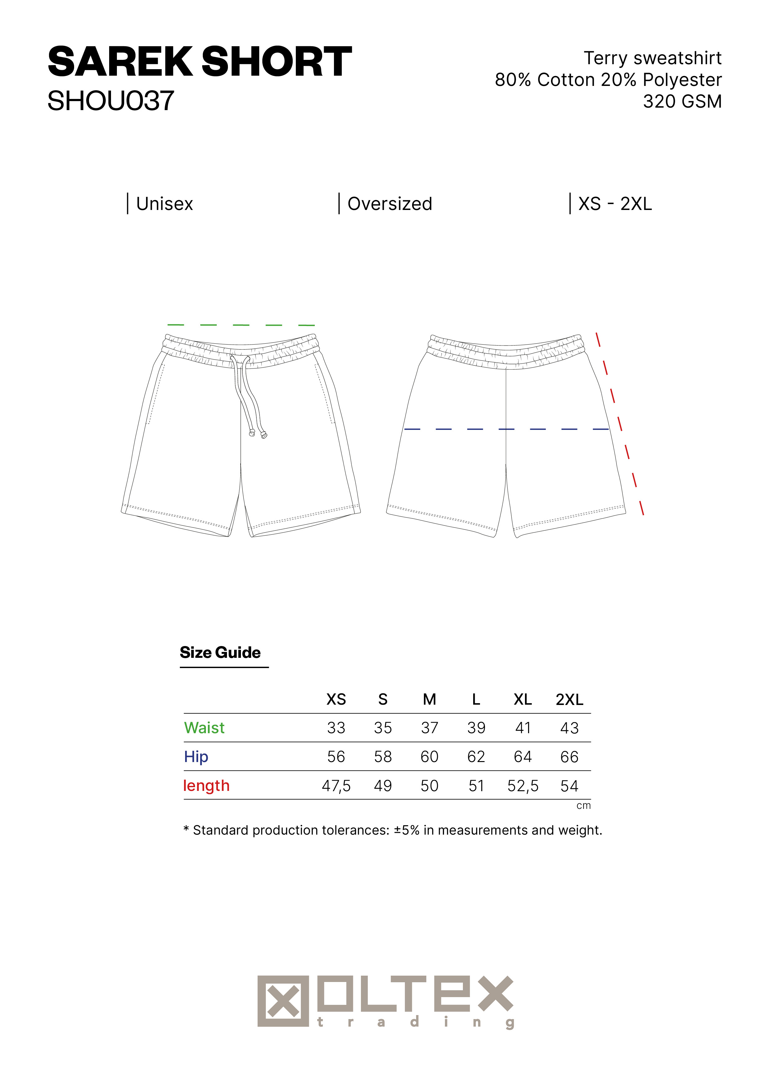 SAREK SHORT SIZE GUIDE