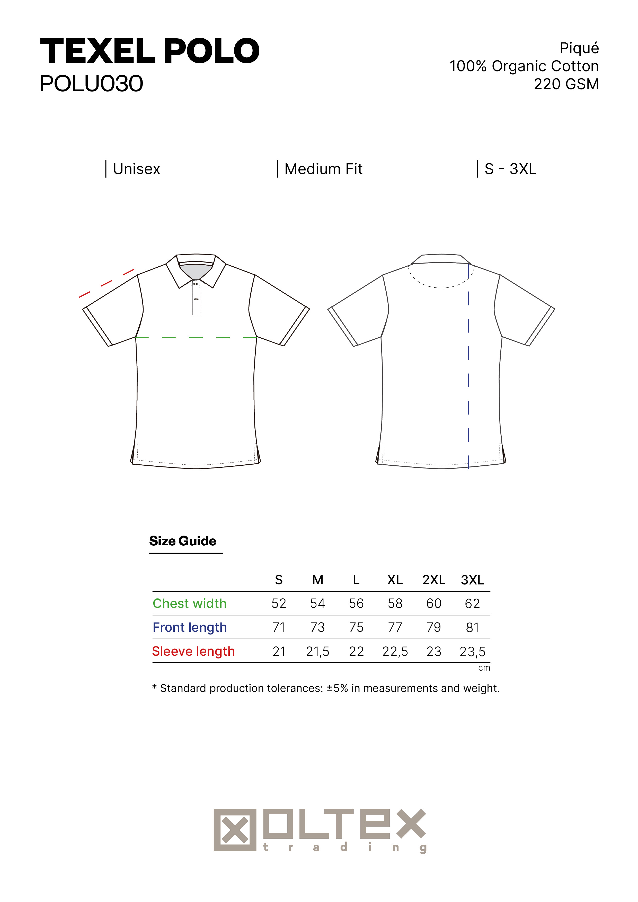 SIZE GUIDE TEXEL POLO