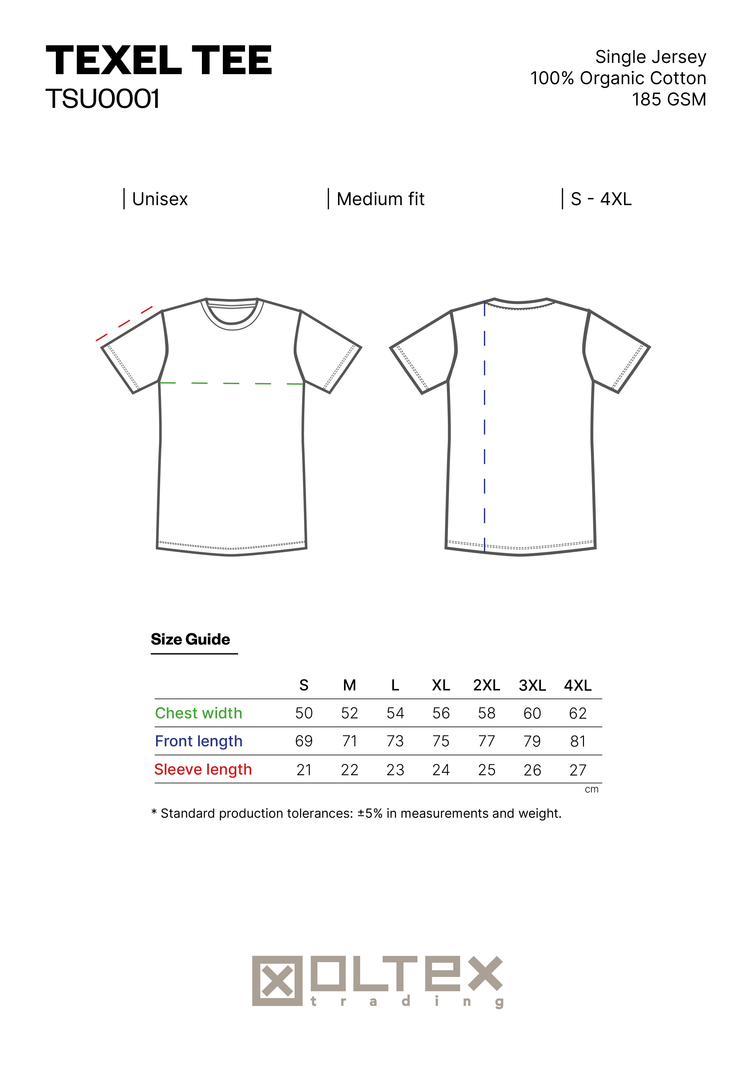 Size guide Texel tee