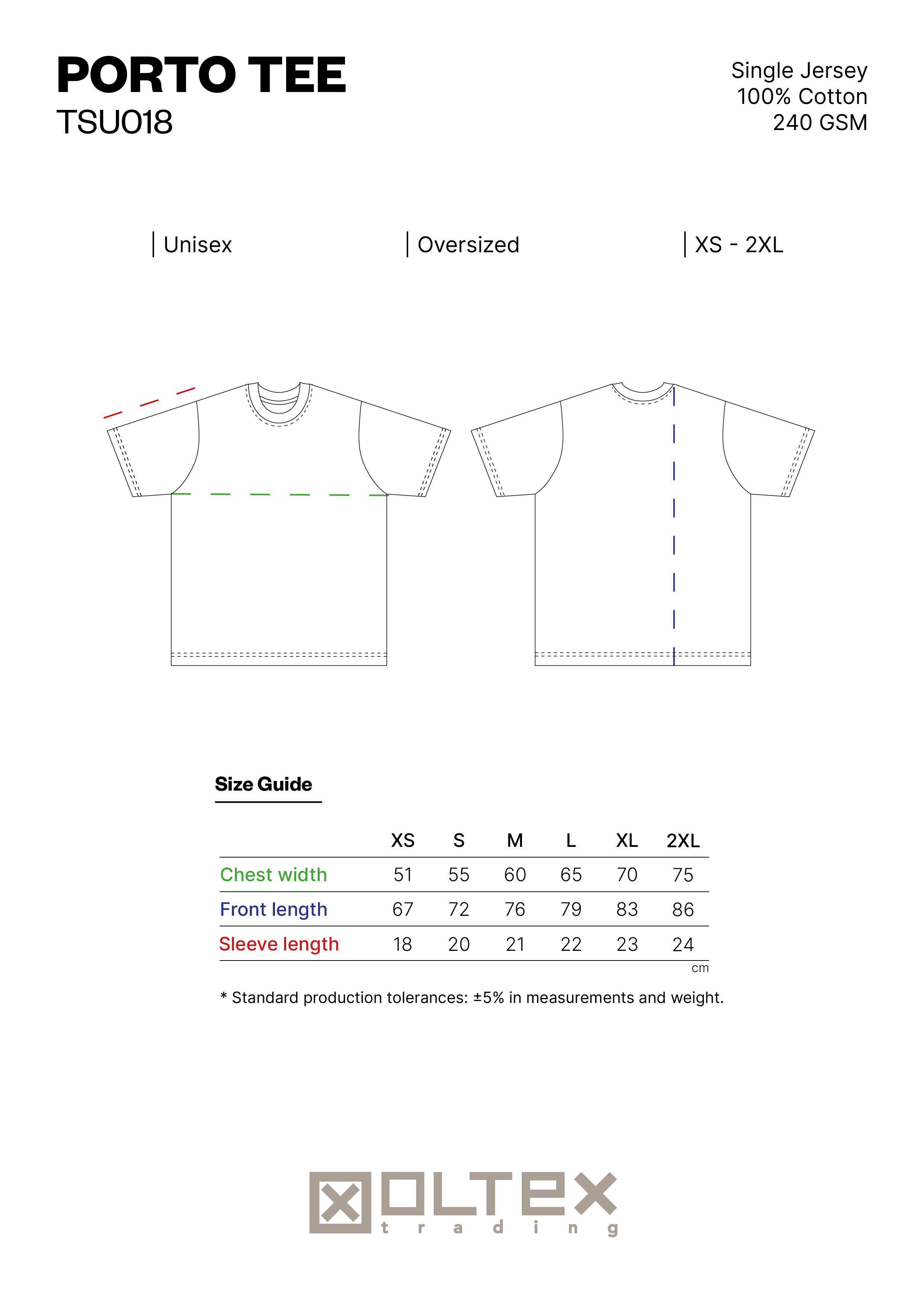 PORTO TEE SIZE GUIDE
