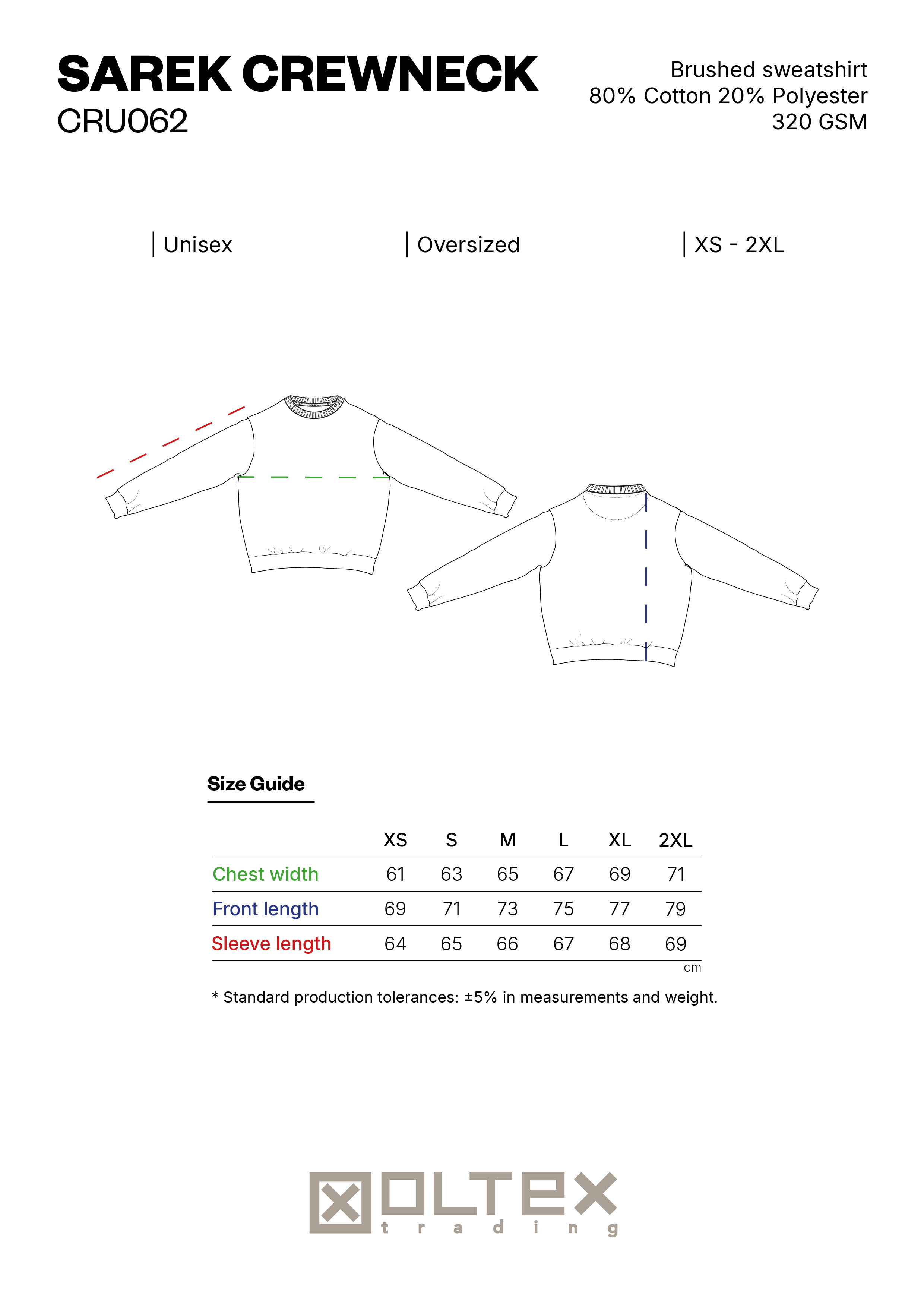SIZE GUIDE SAREK CREWNECK