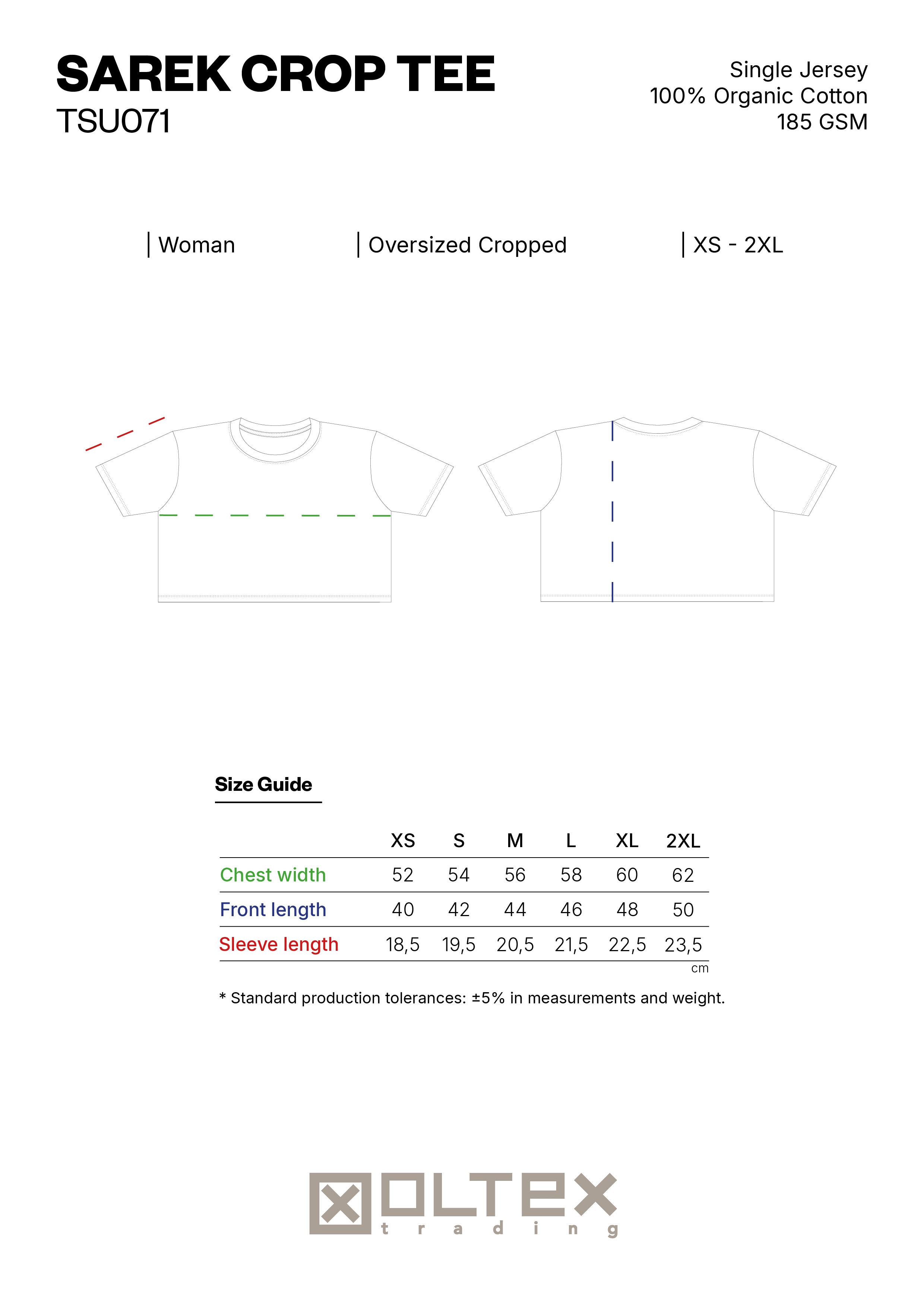 SAREK CROP TEE SIZE GUIDE