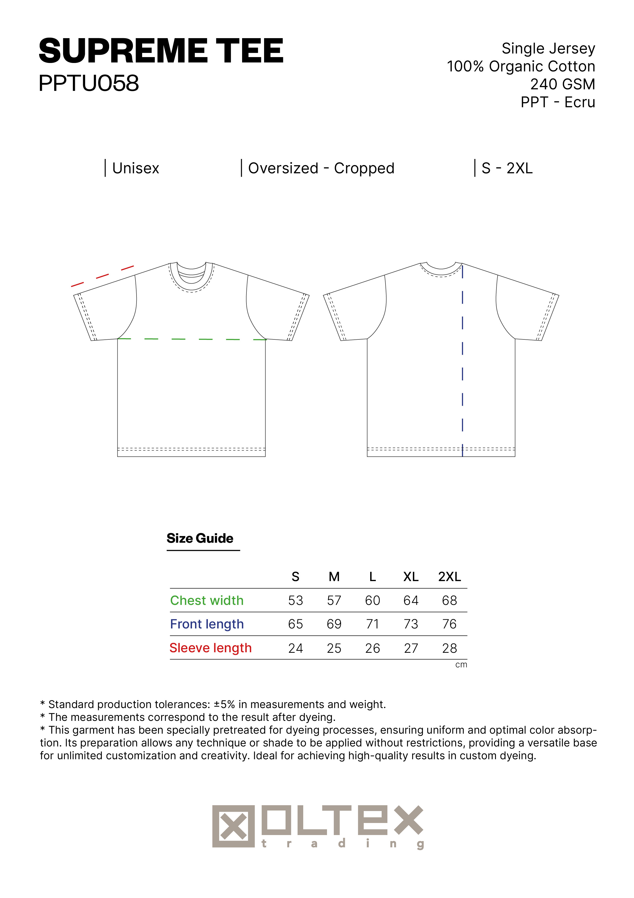 SUPREME TEE SIZE GUIDE