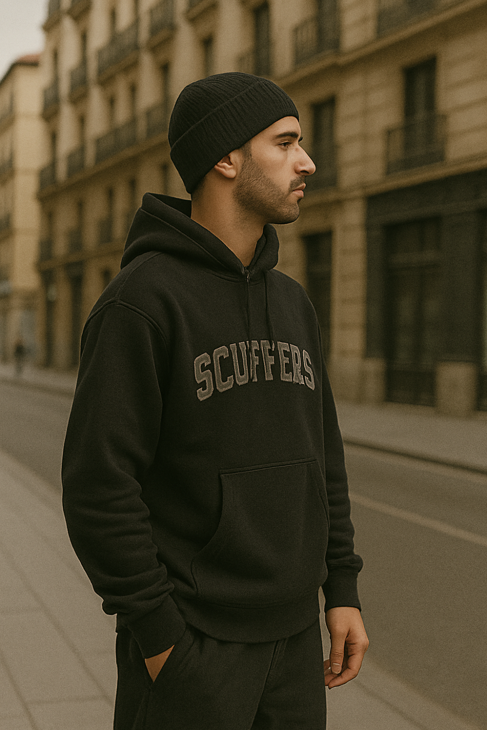 sudadera negra scuffers