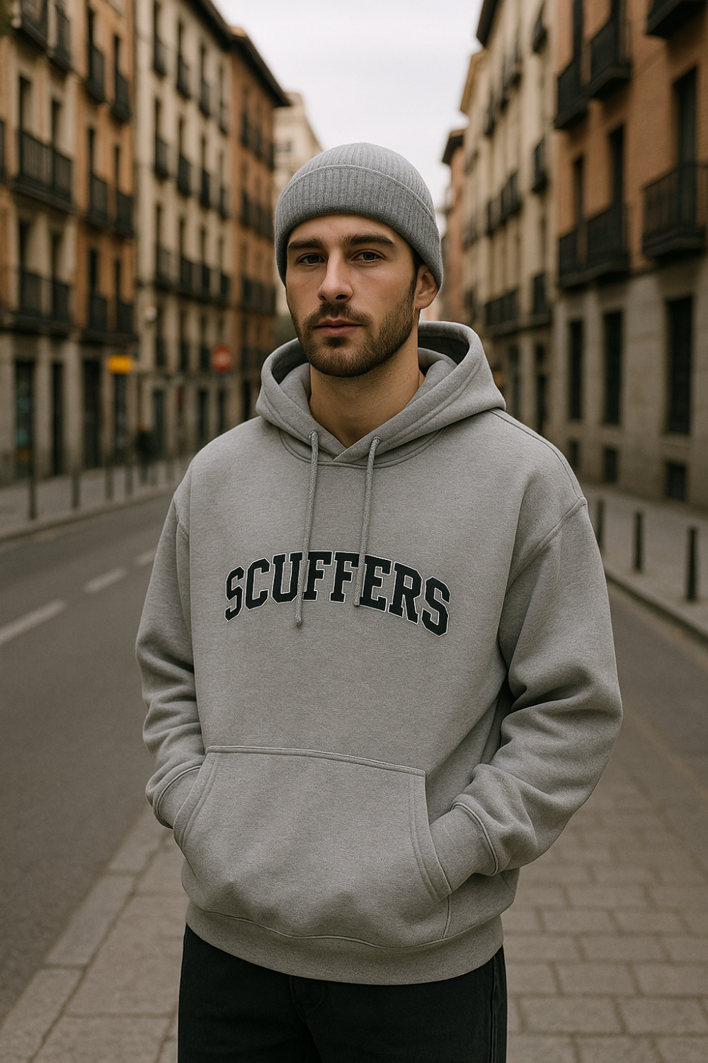 sudadera gris scuffers